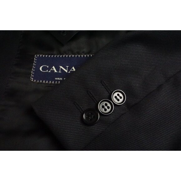 Canali Solid Black Twill 100% Wool Sport Coat Jacket Sz 46R